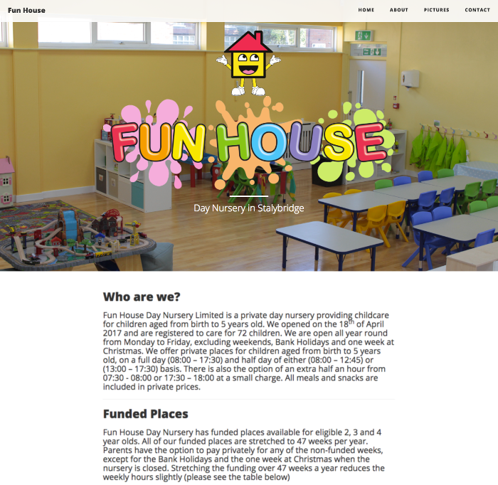 Funhouse Nursery website screenshot